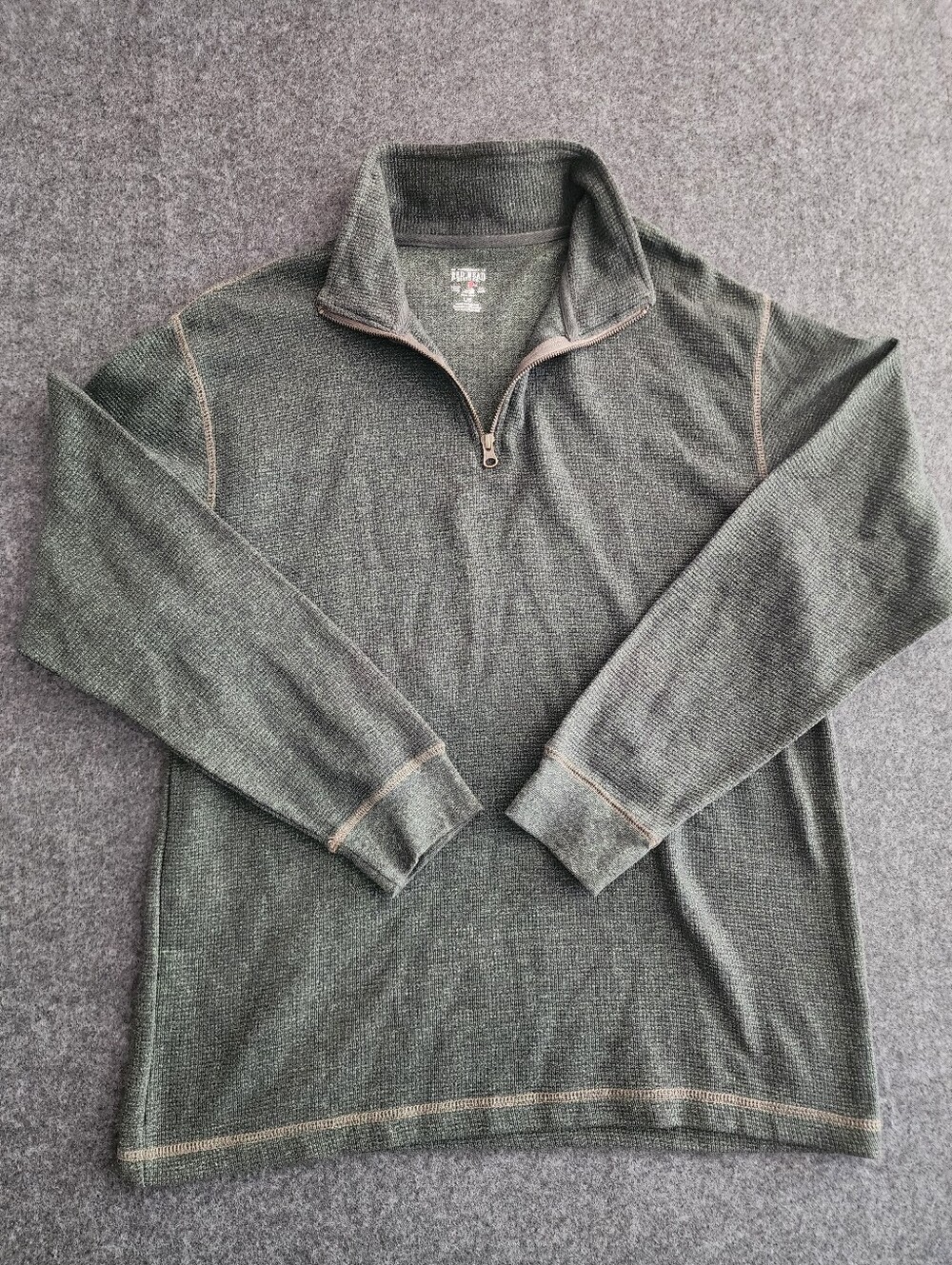 Men's Quarter-Zip Waffle Knit Sweater - Olive Green